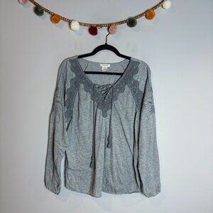 Sundance grey embroidered floral blouse